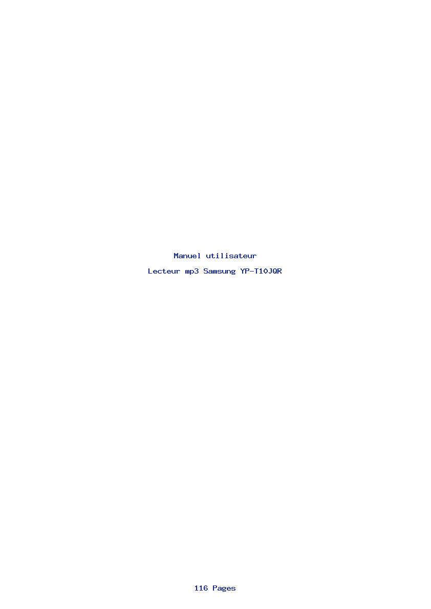 Page 1 de la notice Manuel utilisateur Samsung YP-T10JQR