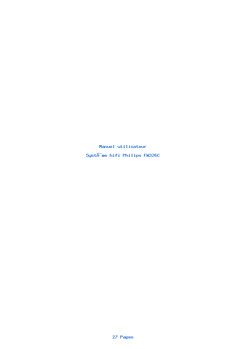 Page 1 de la notice Manuel utilisateur Philips FW326C