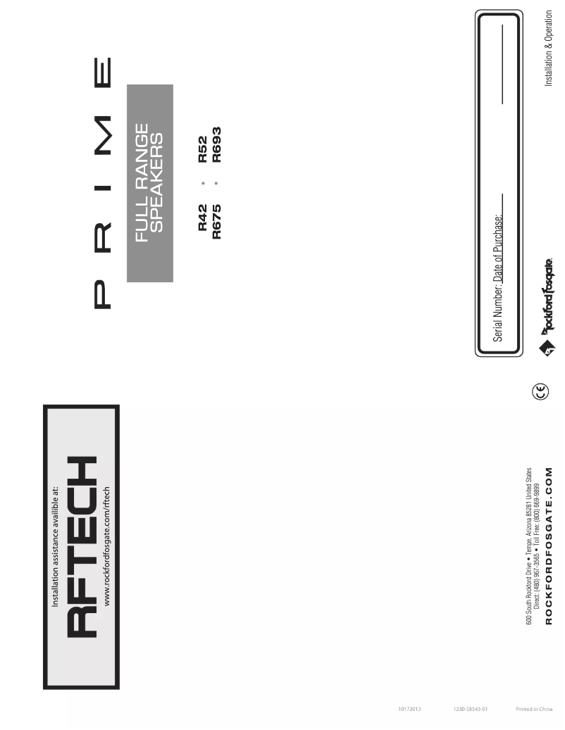 Page 1 de la notice Manuel utilisateur Rockford Fosgate R168X2