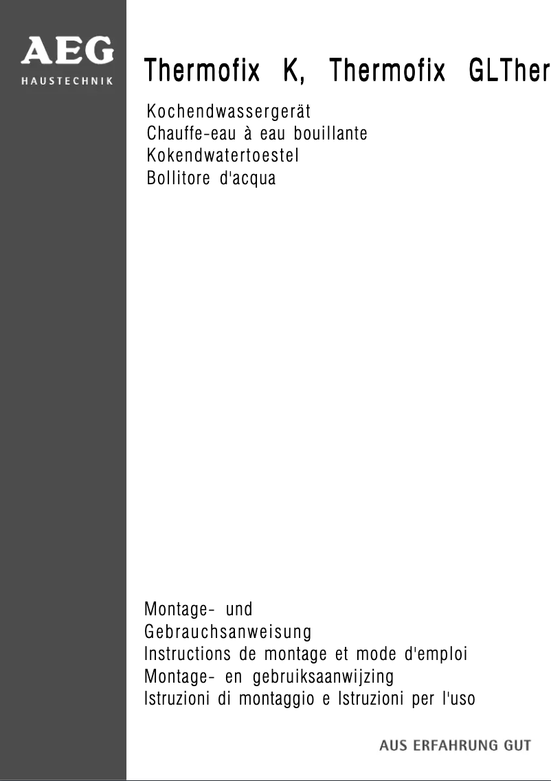 Page 1 de la notice Manuel utilisateur AEG Thermofix K