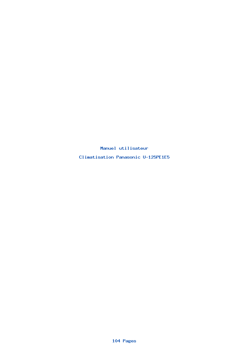 Page 1 de la notice Manuel utilisateur Panasonic U-125PE1E5