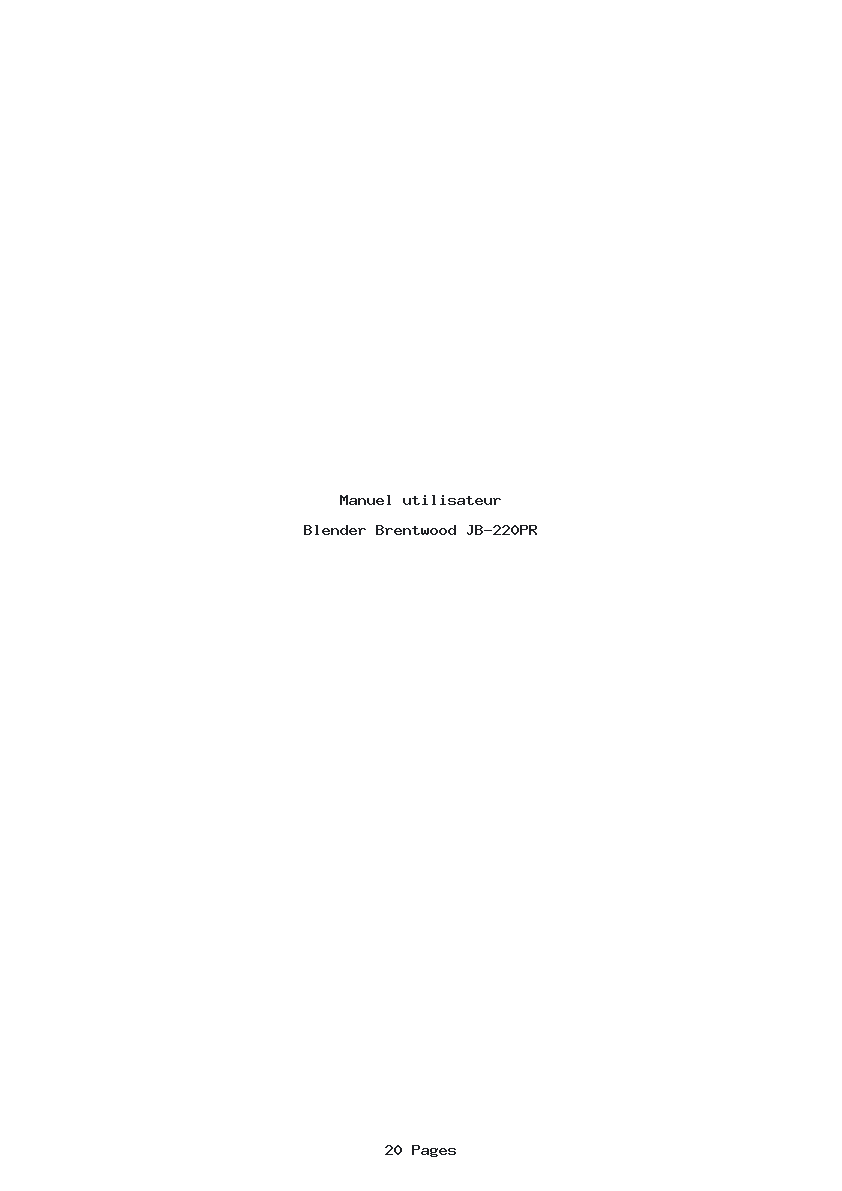 Page 1 de la notice Manuel utilisateur Brentwood JB-220PR