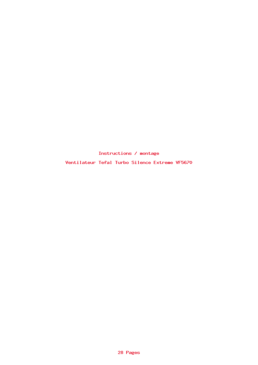 Page 1 de la notice Instructions / montage Tefal Turbo Silence Extreme VF5670