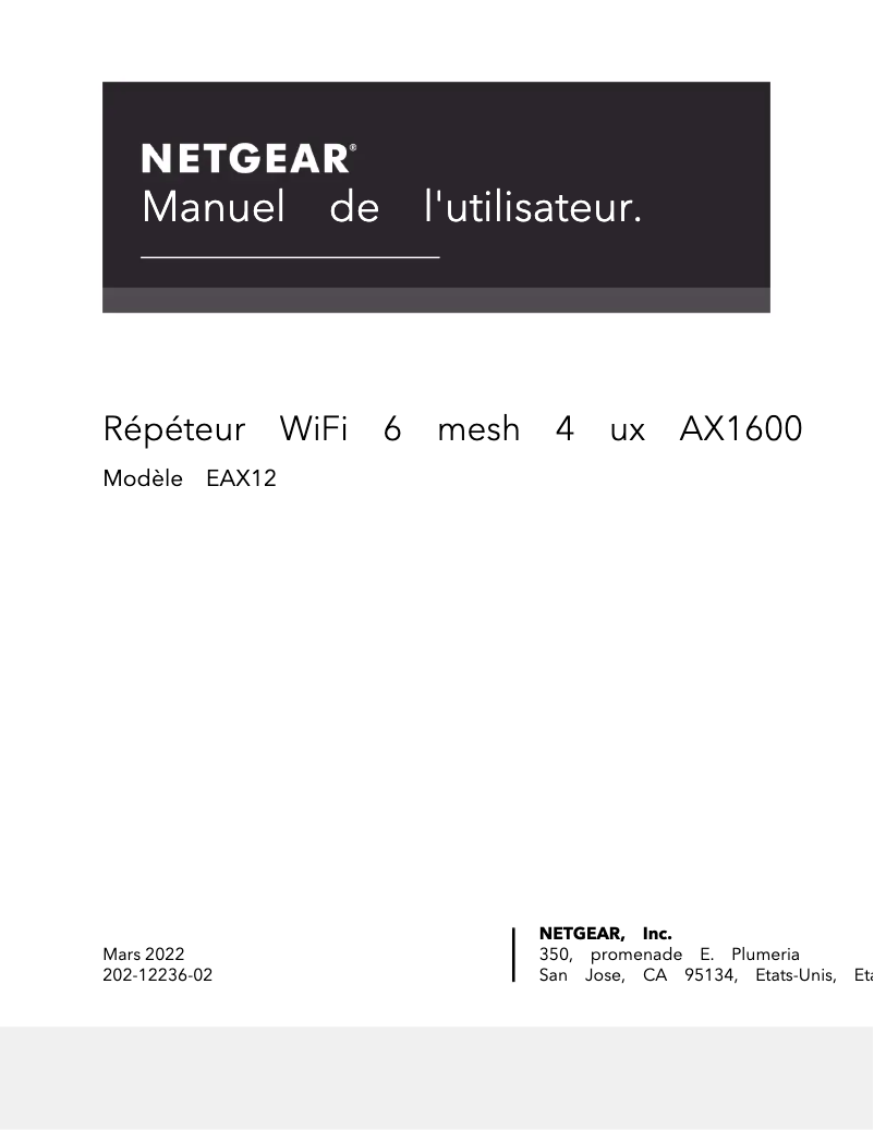 Page 1 de la notice Manuel utilisateur Netgear EAX15