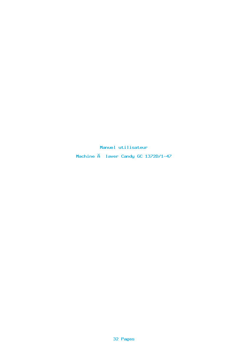 Page 1 de la notice Manuel utilisateur Candy GC 1372D/1-47