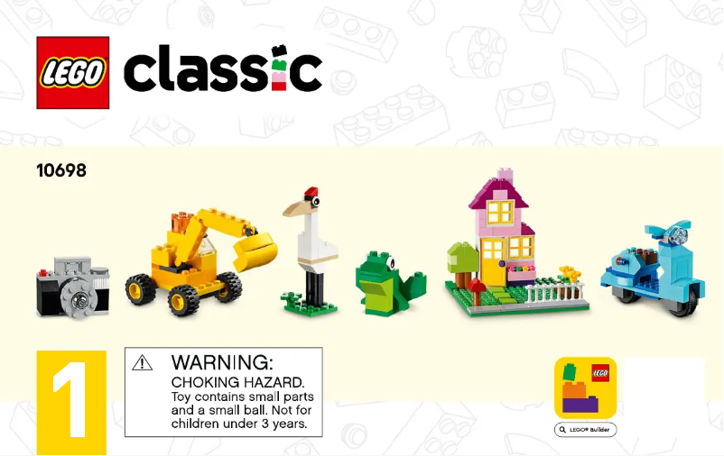 Page 1 de la notice Consignes visuelles Lego Classic 10698