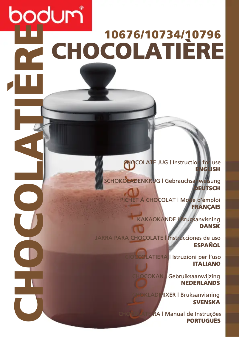 Page 1 de la notice Manuel utilisateur Bodum Chocolatiere