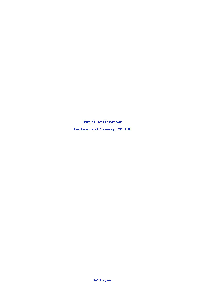 Page 1 de la notice Manuel utilisateur Samsung YP-T8X