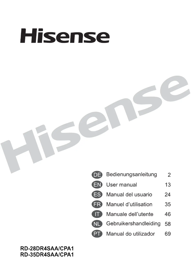 Page 1 de la notice Manuel utilisateur Hisense RD-35DR4S