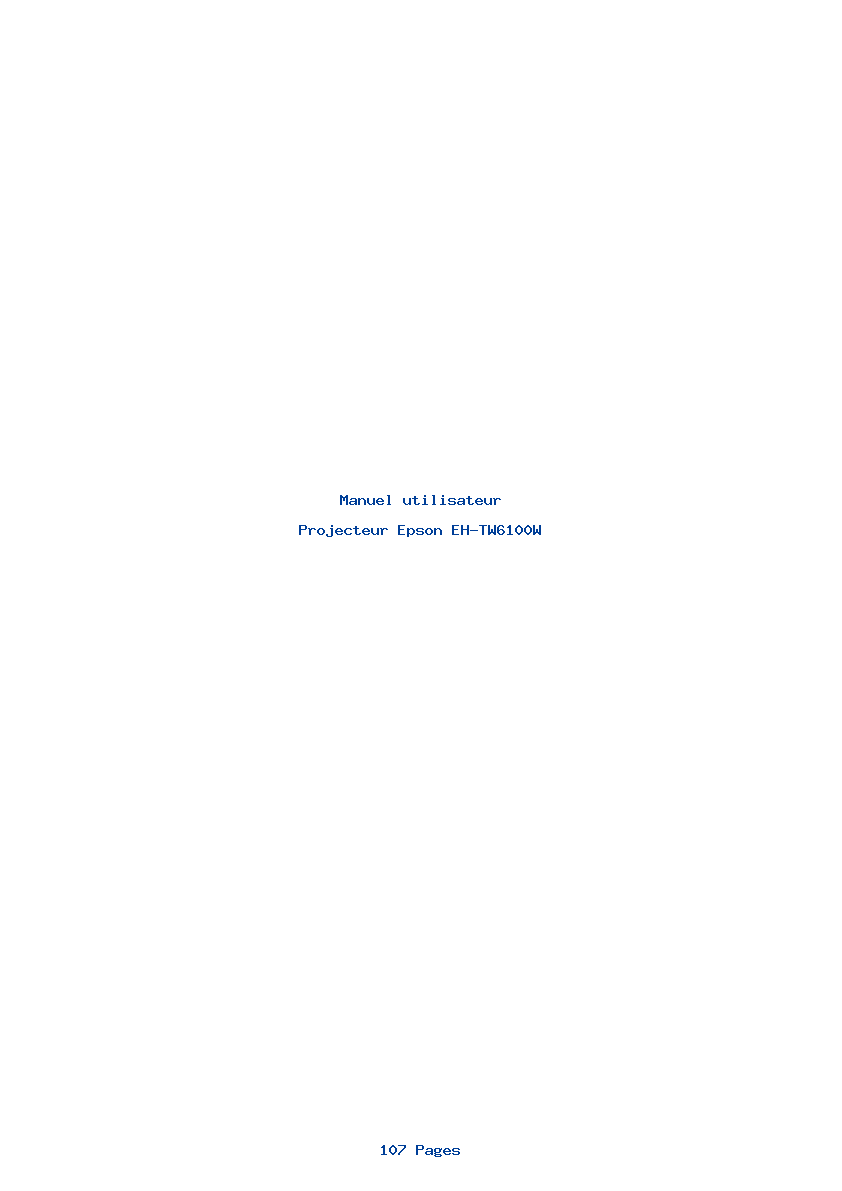 Page 1 de la notice Manuel utilisateur Epson EH-TW6100W