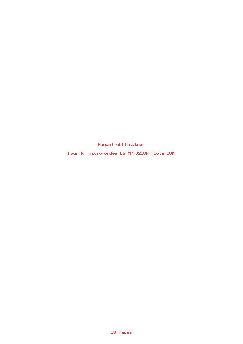 Page 1 de la notice Manuel utilisateur LG MP-3288WF SolarDOM