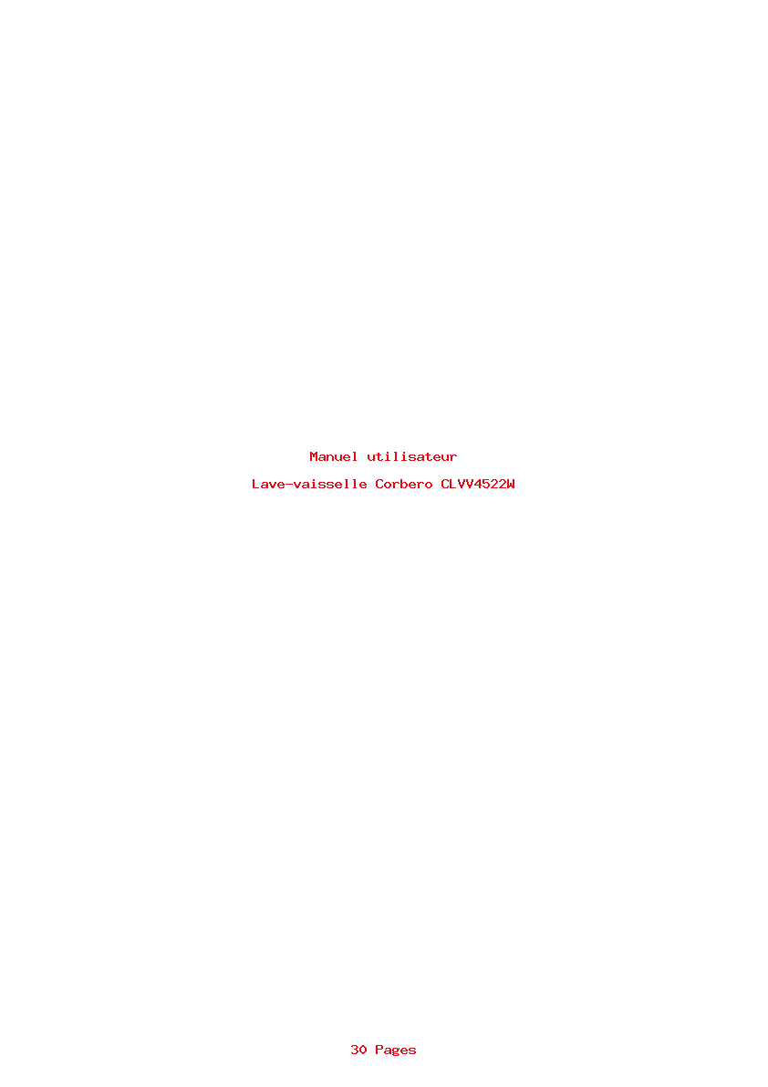 Page 1 de la notice Manuel utilisateur Corbero CLVV4522W