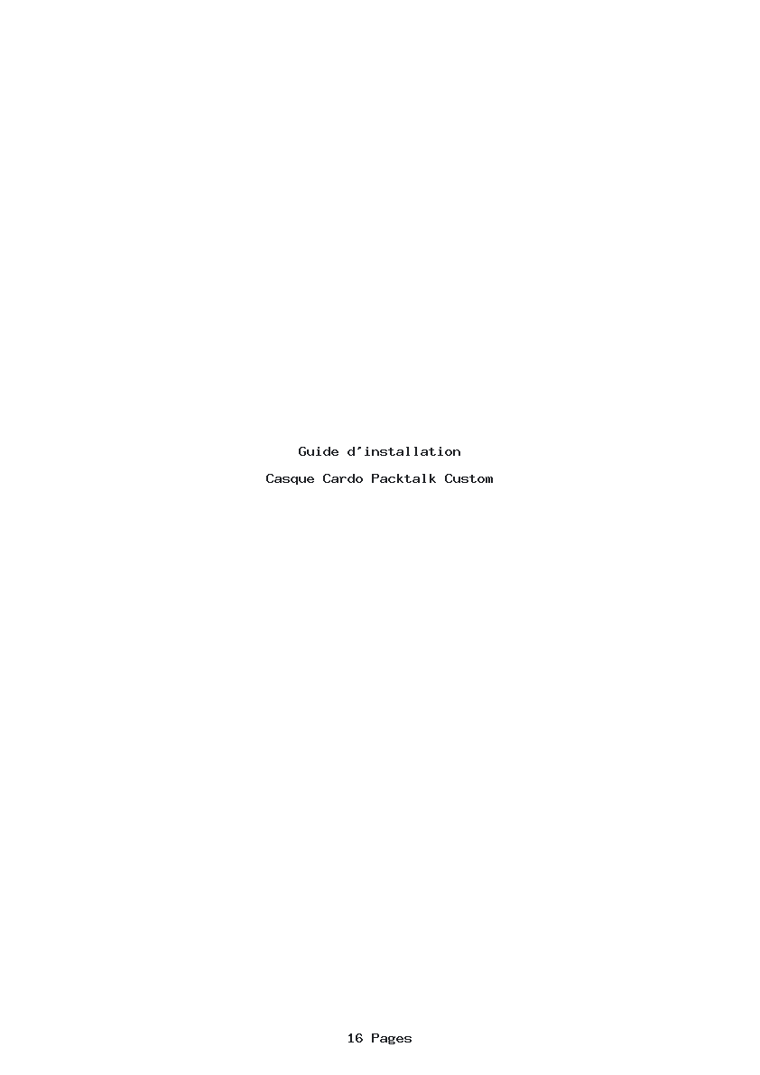 Page 1 de la notice Guide d'installation Cardo Packtalk Custom