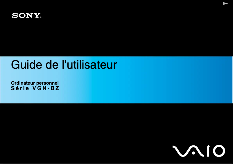 Page 1 de la notice Manuel utilisateur Sony Vaio VGN-BZ12XN