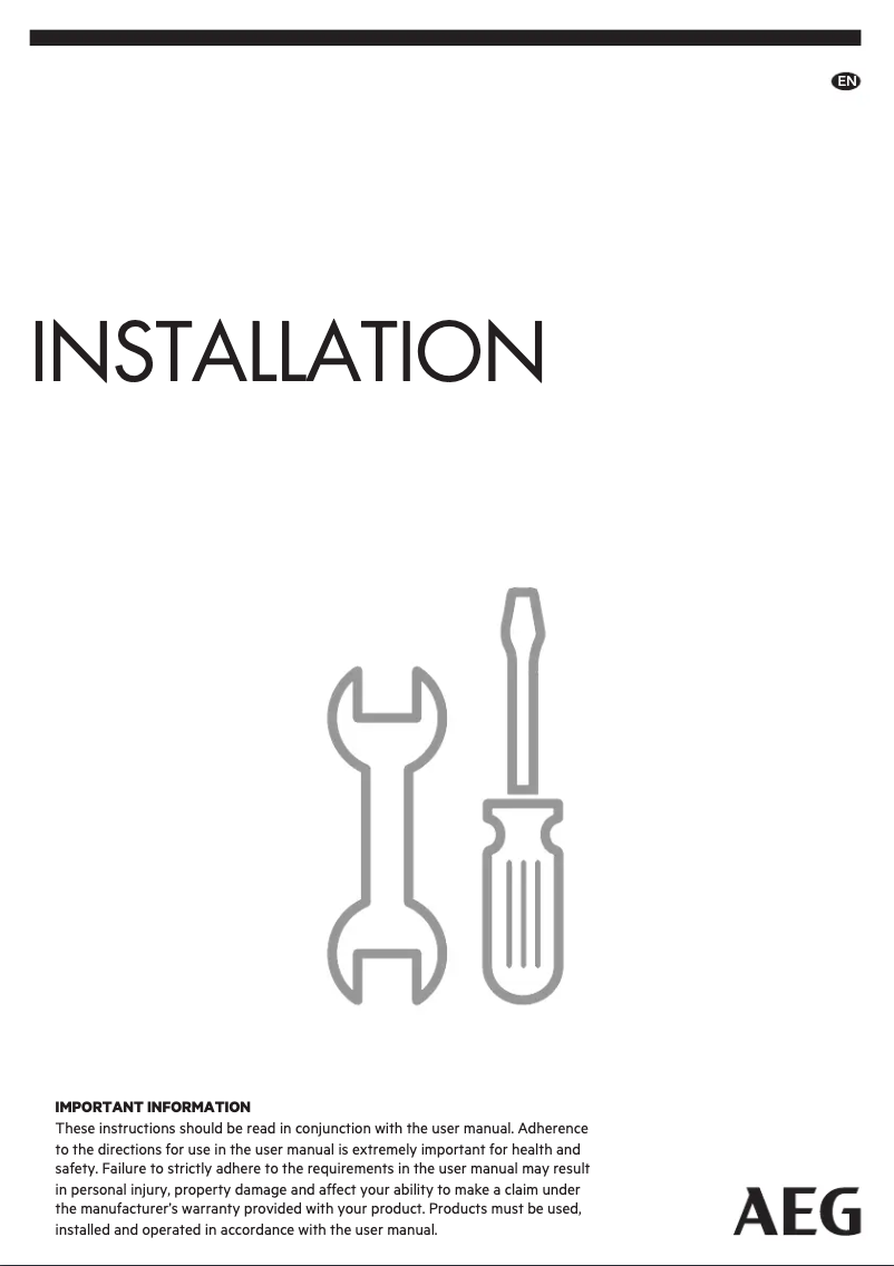 Page 1 de la notice Guide d'installation AEG BPK552220M