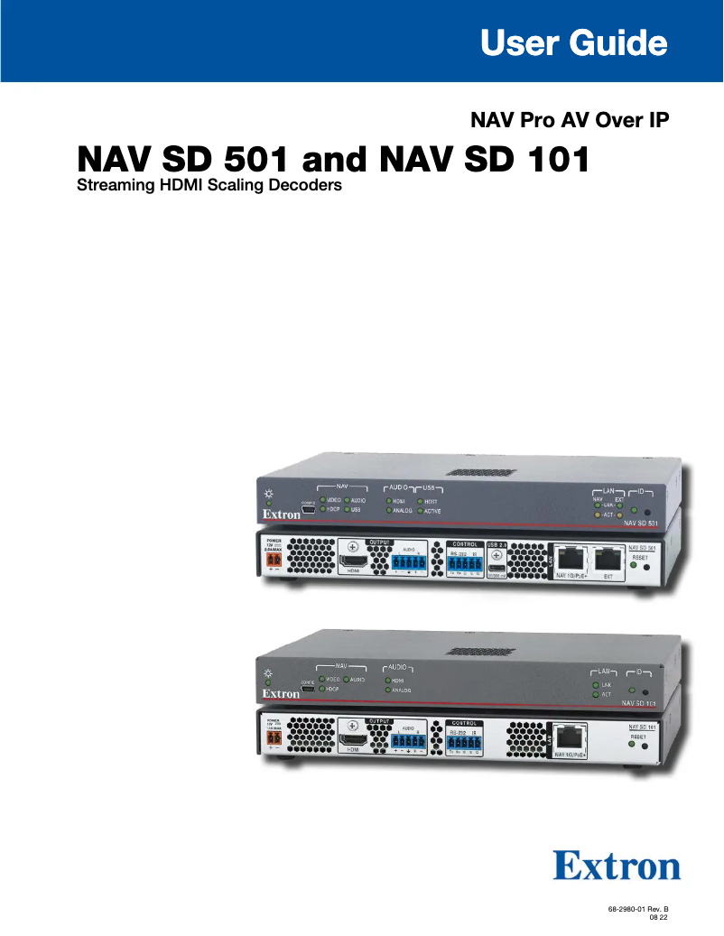 Page 1 of the manual User Manual Extron NAV SD 501