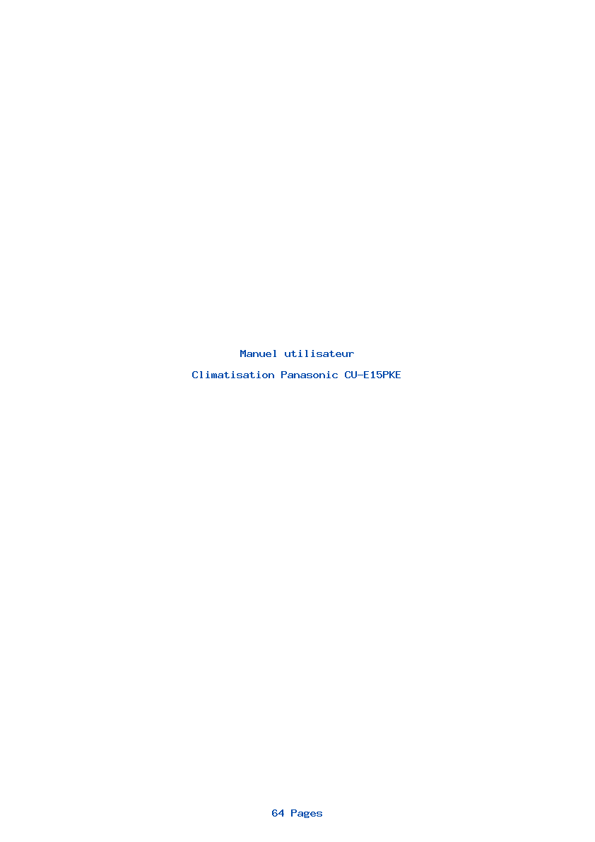Page 1 de la notice Manuel utilisateur Panasonic CU-E15PKE