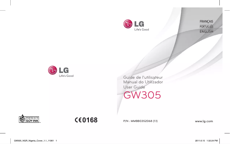 Page 1 de la notice Manuel utilisateur LG GW305