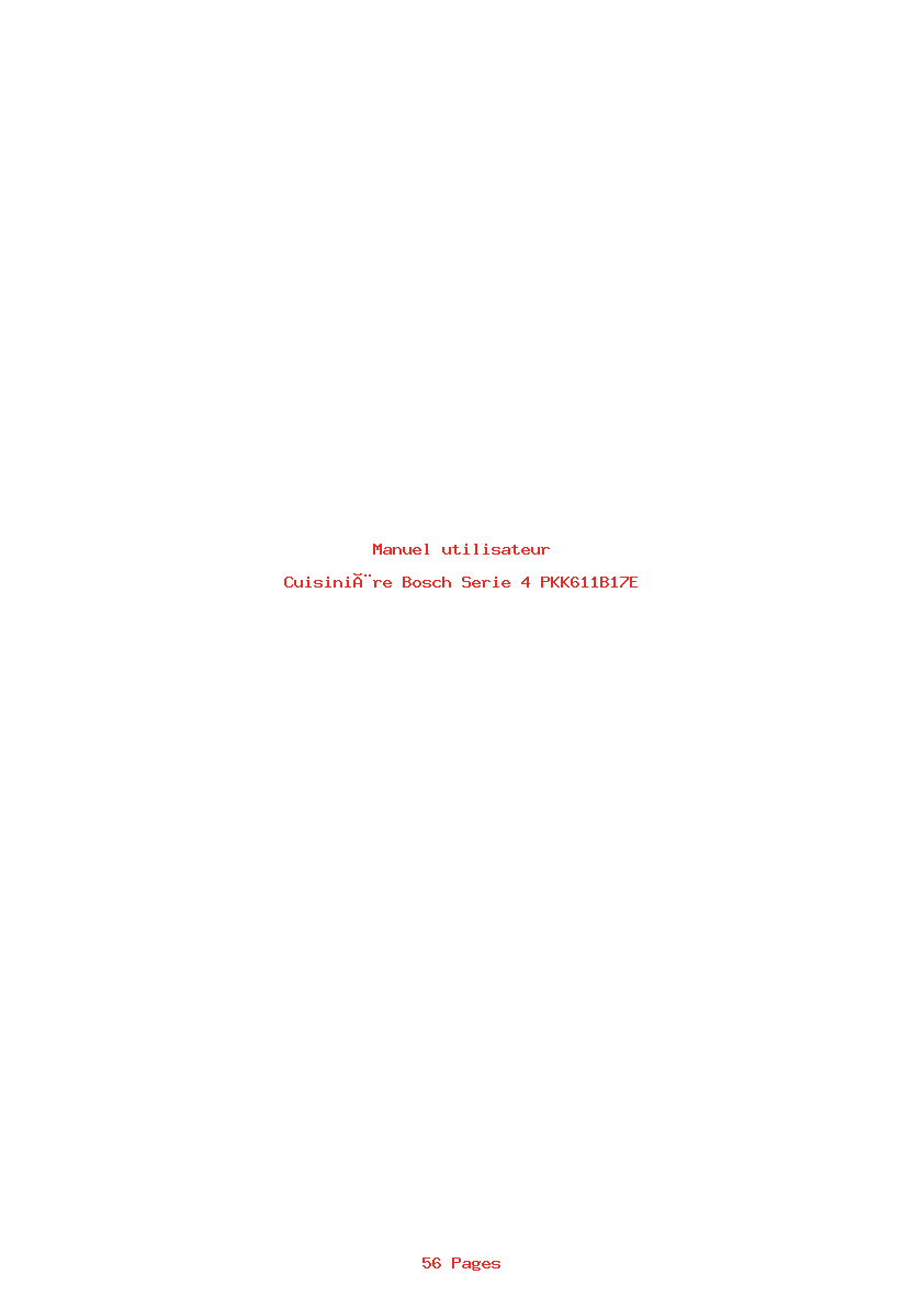 Page 1 de la notice Manuel utilisateur Bosch Serie 4 PKK611B17E