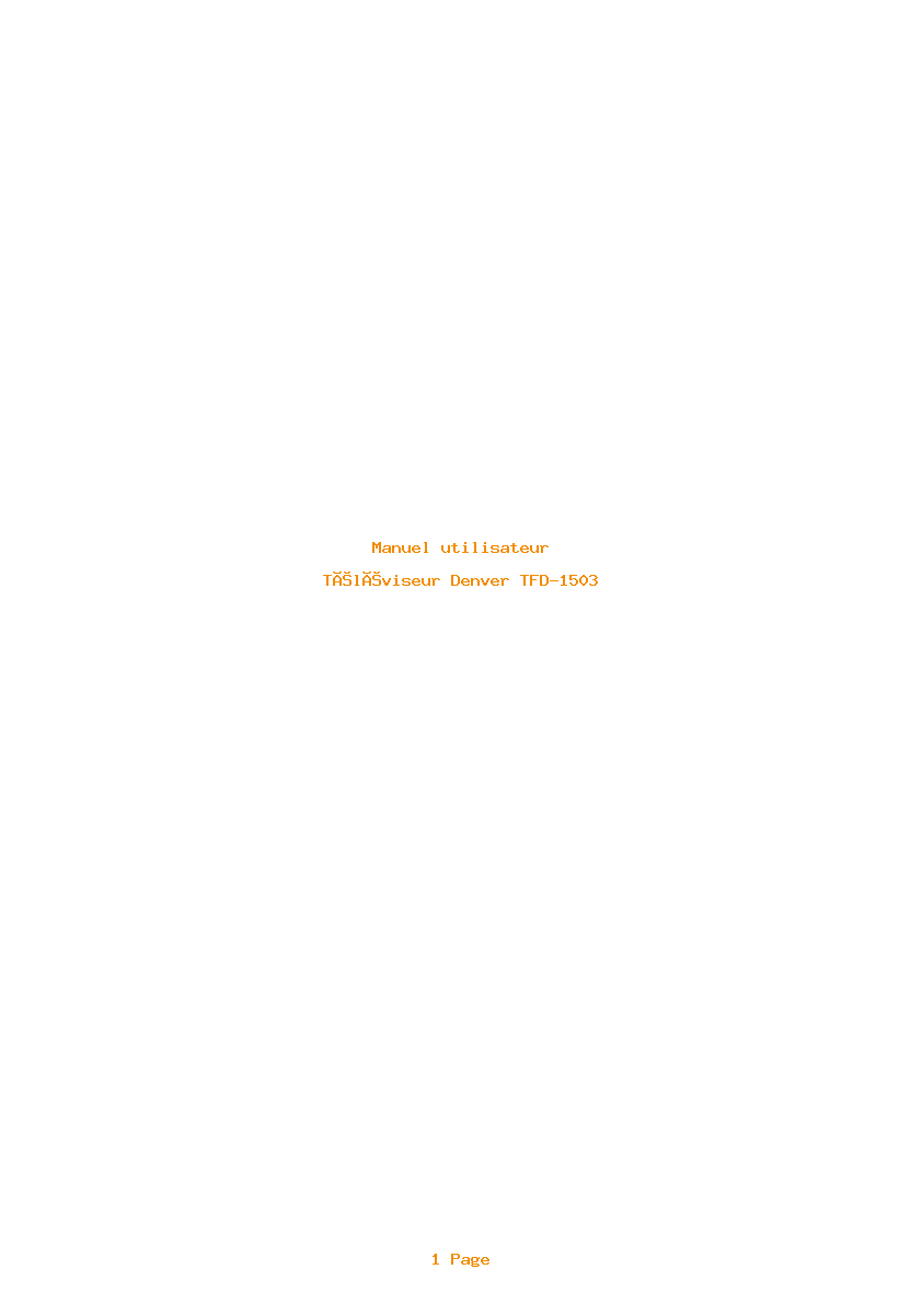 Page 1 de la notice Manuel utilisateur Denver TFD-1503