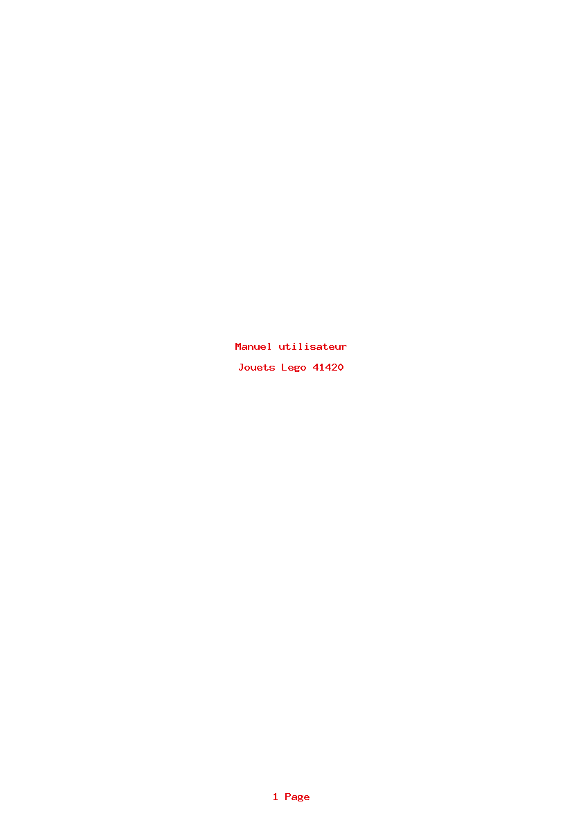 Page 1 de la notice Manuel utilisateur Lego 41420