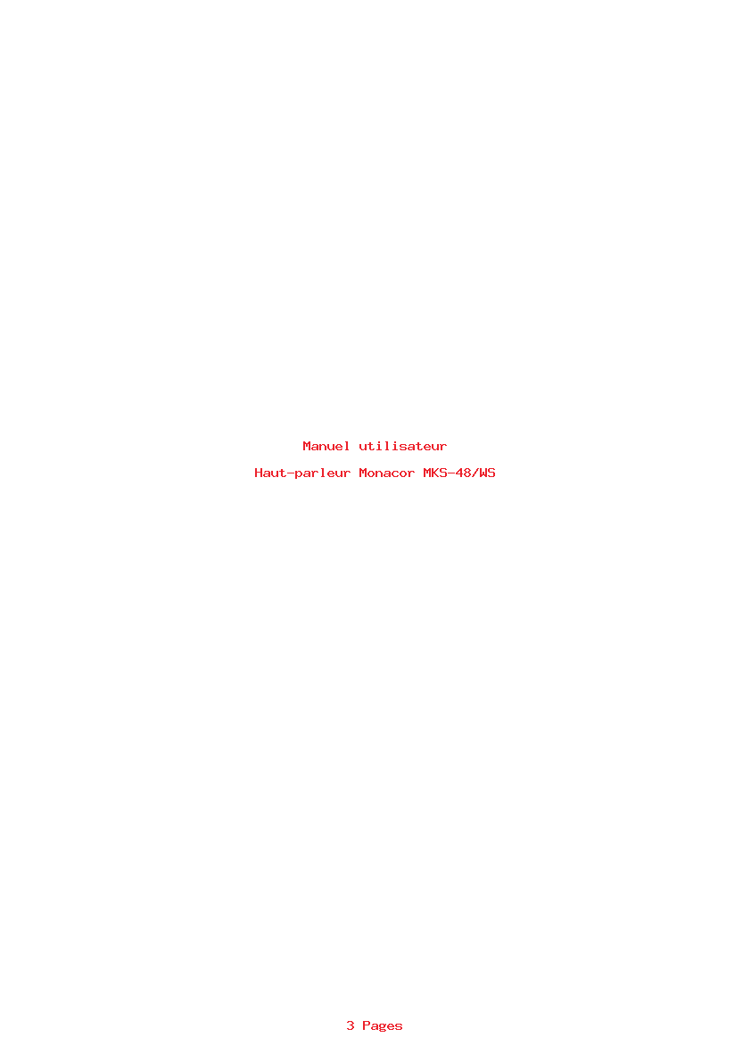 Page 1 de la notice Manuel utilisateur Monacor MKS-48/WS