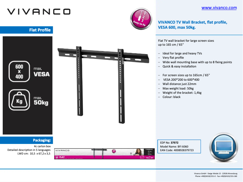 Page 1 de la notice Manuel utilisateur Vivanco BFI 6060