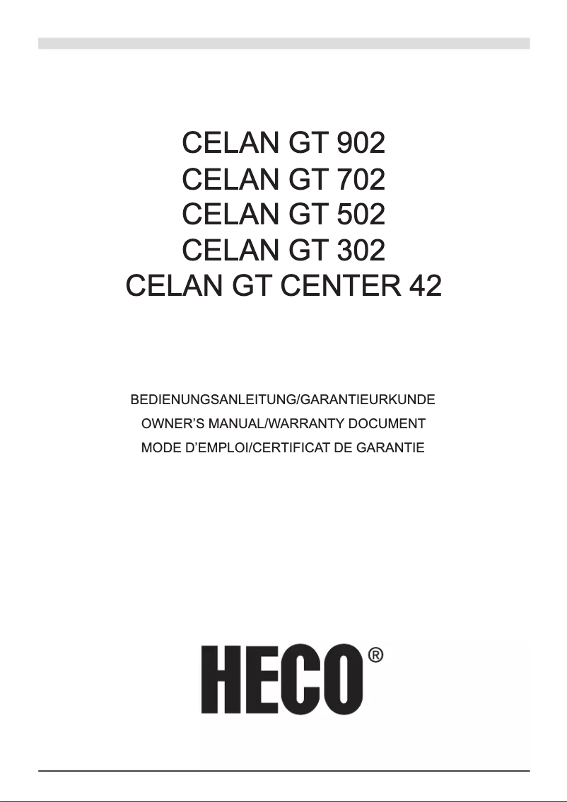 Page 1 de la notice Mode d'emploi Heco Celan GT 302