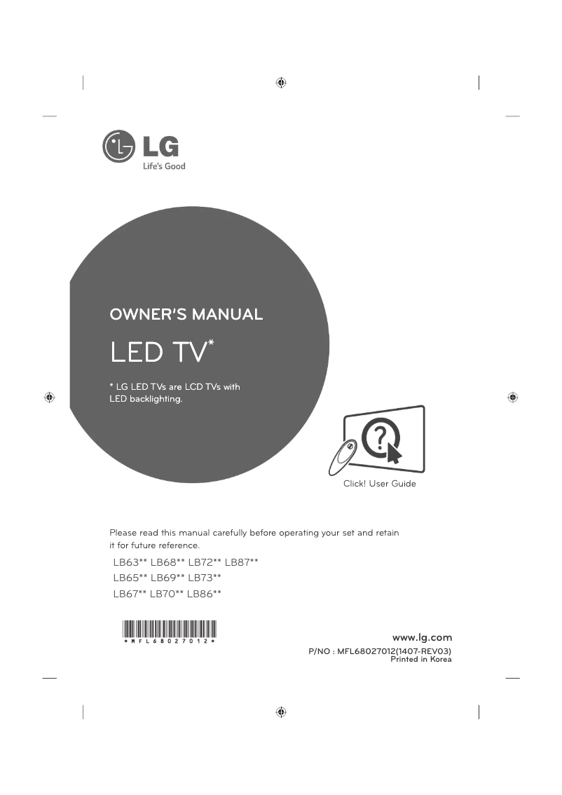 Page 1 de la notice Manuel utilisateur LG 42LB652V