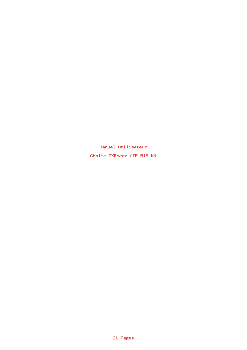 Page 1 de la notice Manuel utilisateur DXRacer AIR R1S-NN