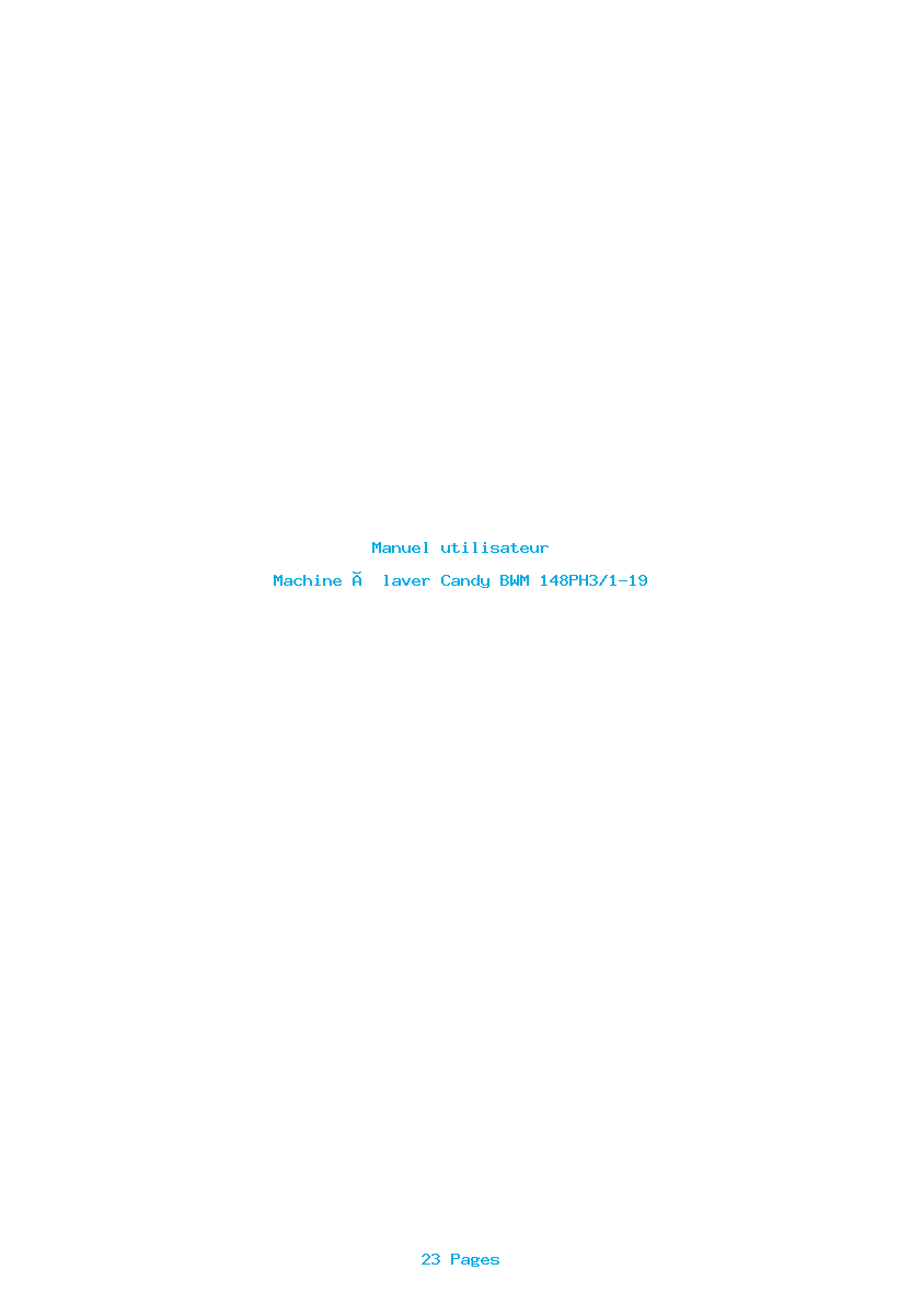 Page 1 de la notice Manuel utilisateur Candy BWM 148PH3/1-19
