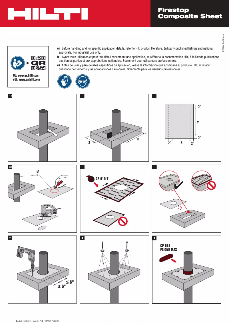 Page 1 de la notice Instructions / montage Hilti CFS-COS