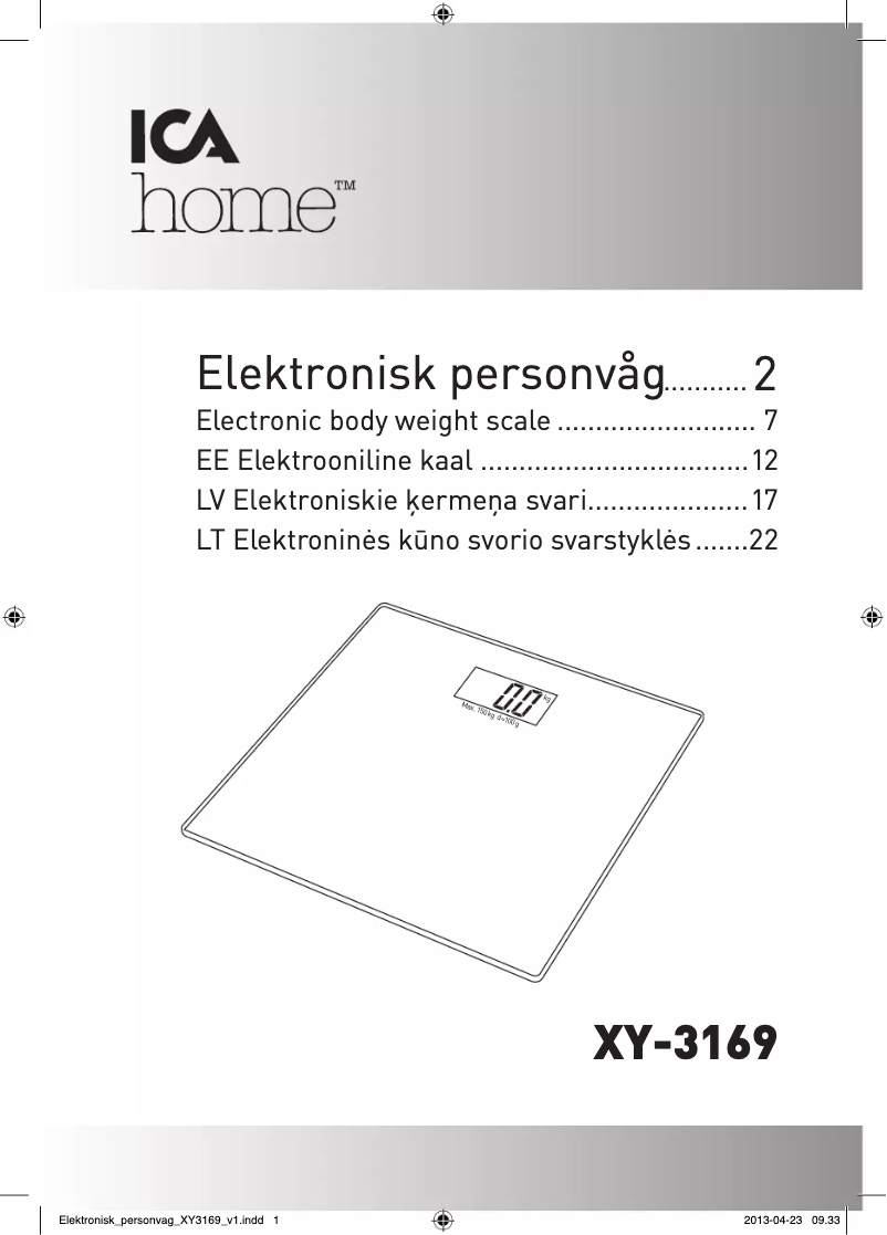 Page 1 de la notice Manuel utilisateur ICA XY-3169