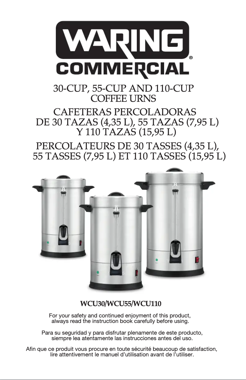 Page 1 de la notice Instructions / montage Waring Commercial WCU55