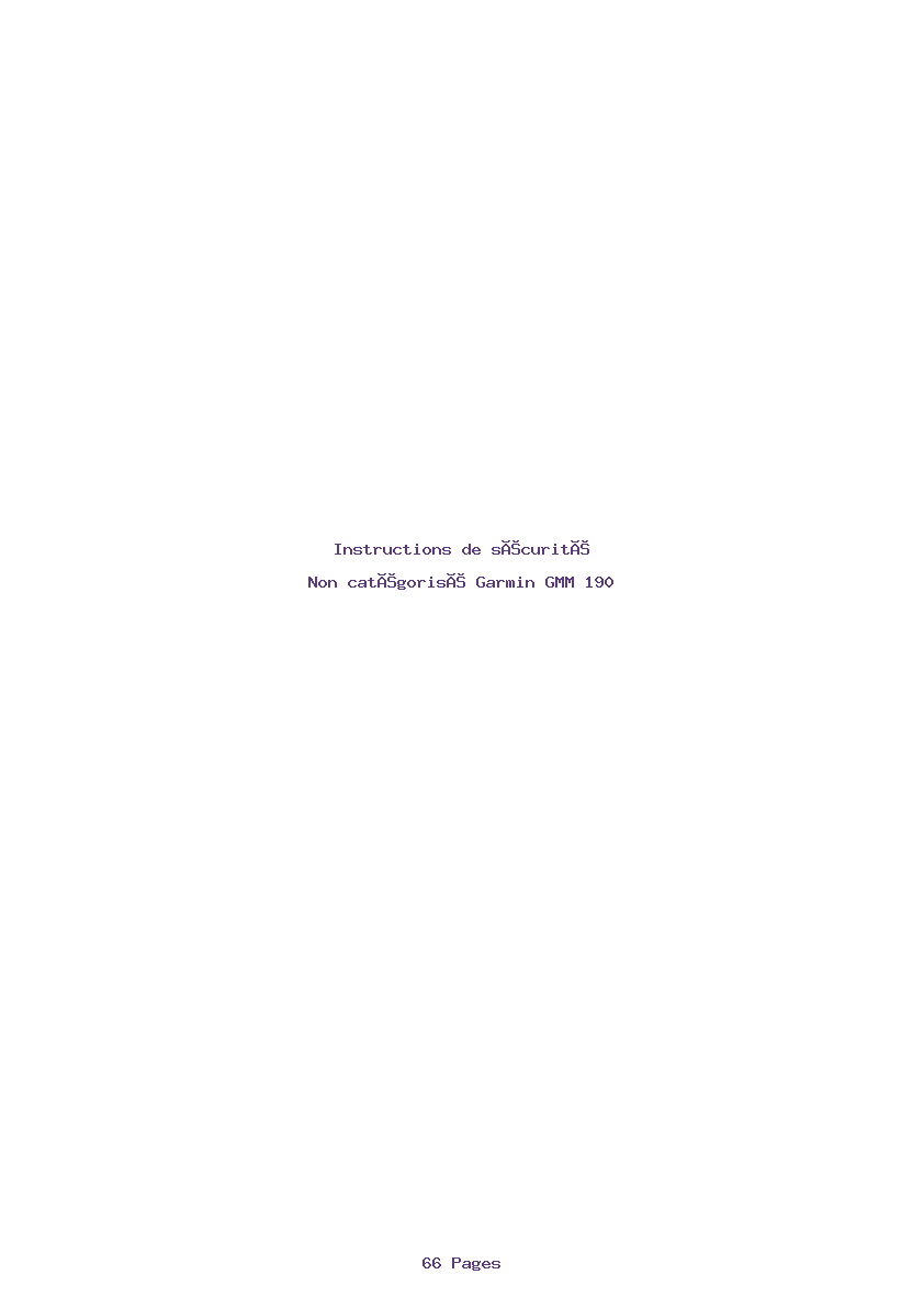 Image de la première page du manuel de l'appareil GMM 190