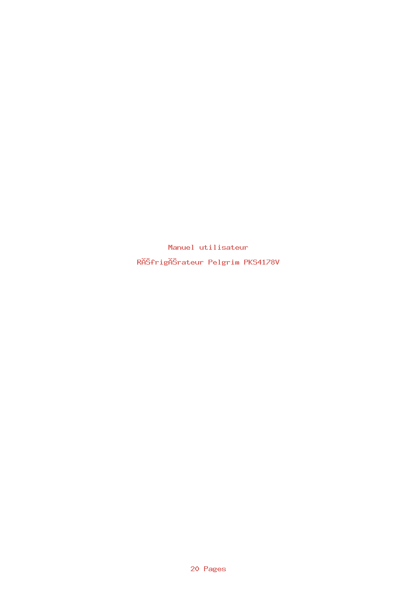 Page 1 de la notice Manuel utilisateur Pelgrim PKS4178V