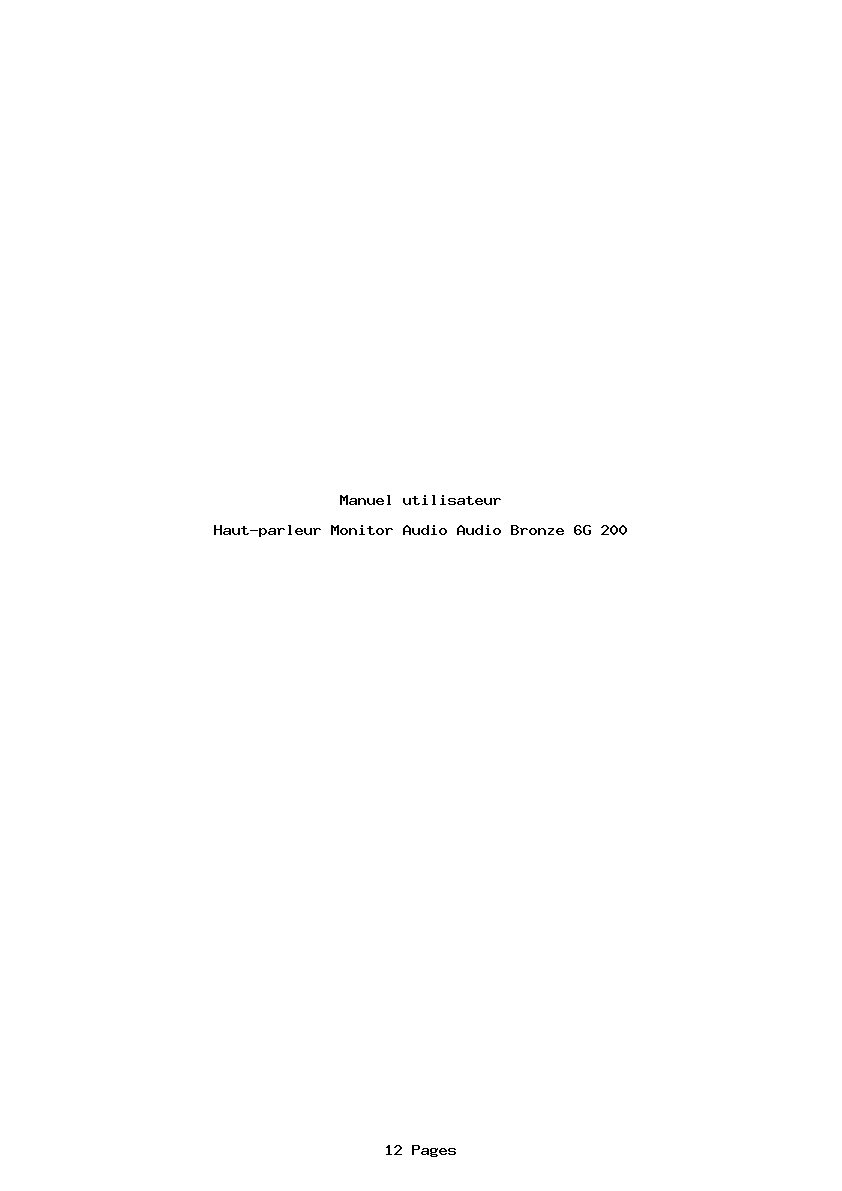 Page 1 de la notice Manuel utilisateur Monitor Audio Audio Bronze 6G 200