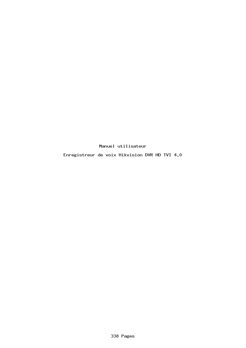 Page 1 de la notice Manuel utilisateur Hikvision DVR HD TVI 4.0