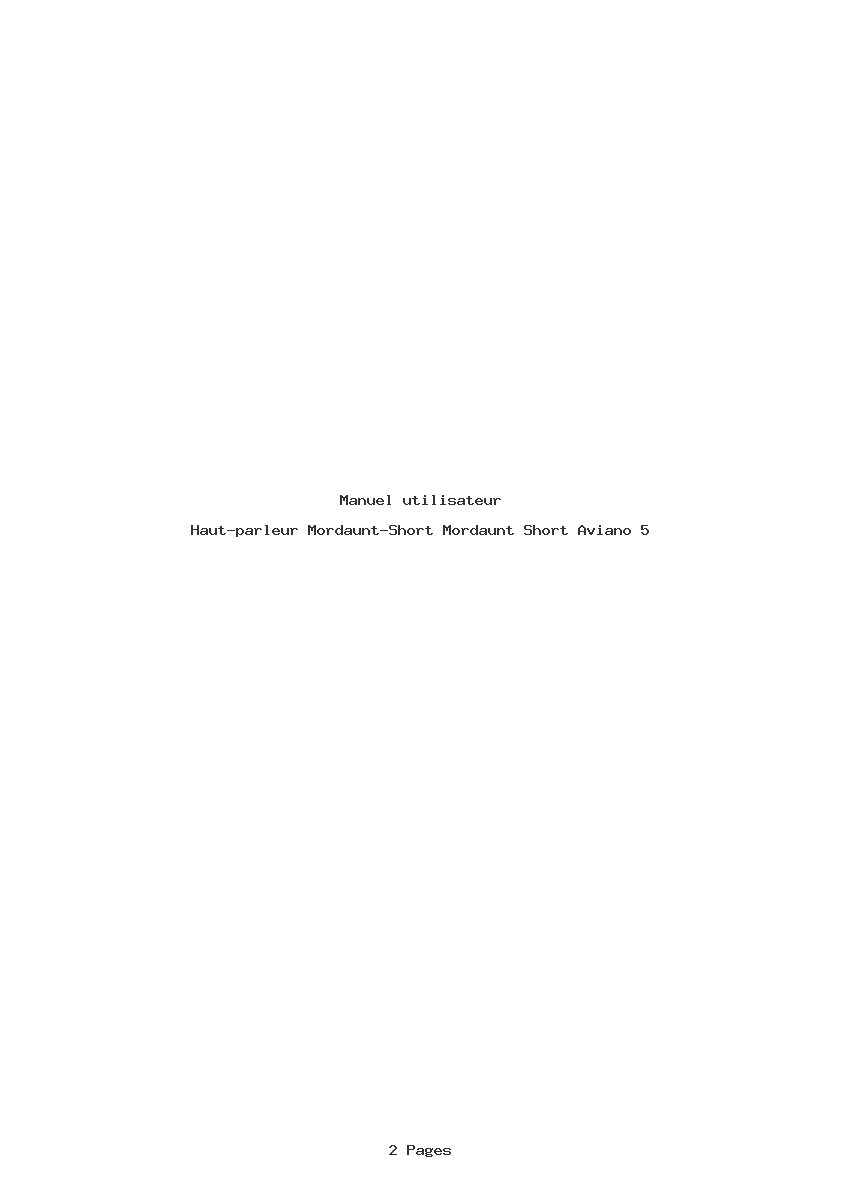 Page 1 de la notice Manuel utilisateur Mordaunt-Short Mordaunt Short Aviano 5