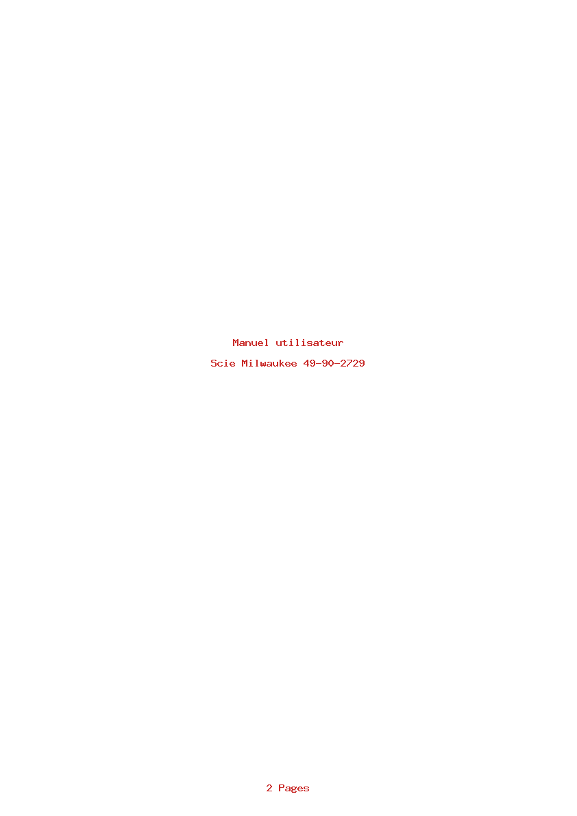 Page 1 de la notice Manuel utilisateur Milwaukee 49-90-2729