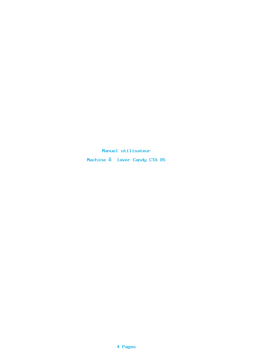 Page 1 de la notice Manuel utilisateur Candy CTA 85