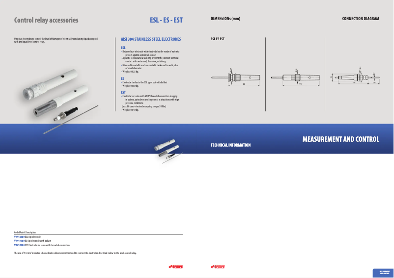 Page 1 de la notice Fiche technique Vemer ES