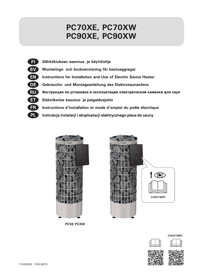 Page 1 de la notice Manuel utilisateur Harvia Cilindro PC90XE HPC904XE