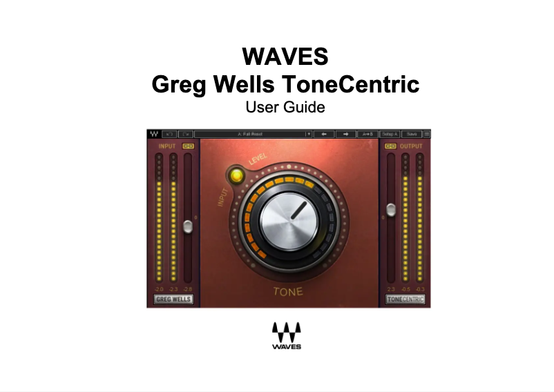 Page 1 de la notice Manuel utilisateur Waves Greg Wells ToneCentric