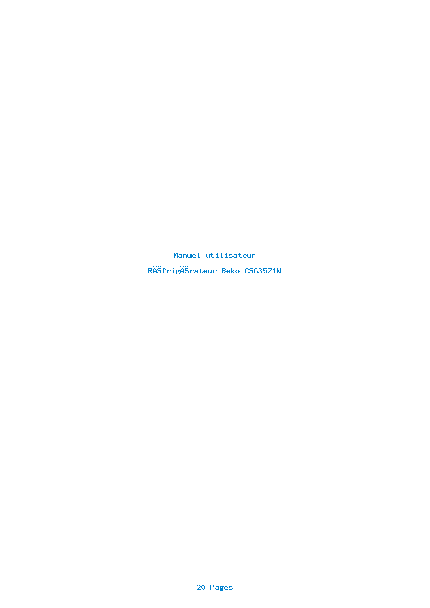 Page 1 de la notice Manuel utilisateur Beko CSG3571W
