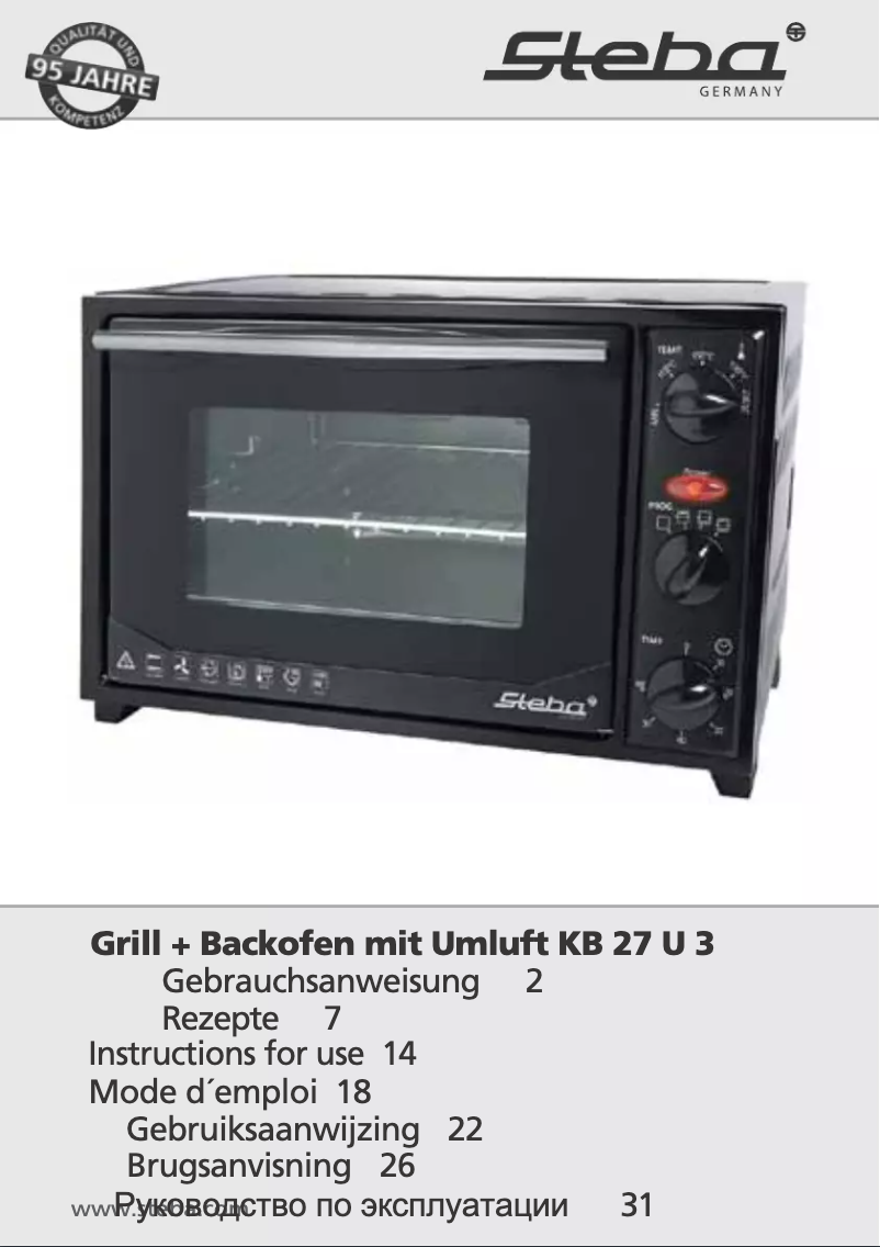 Page 1 de la notice Manuel utilisateur Steba KB 27 U.3