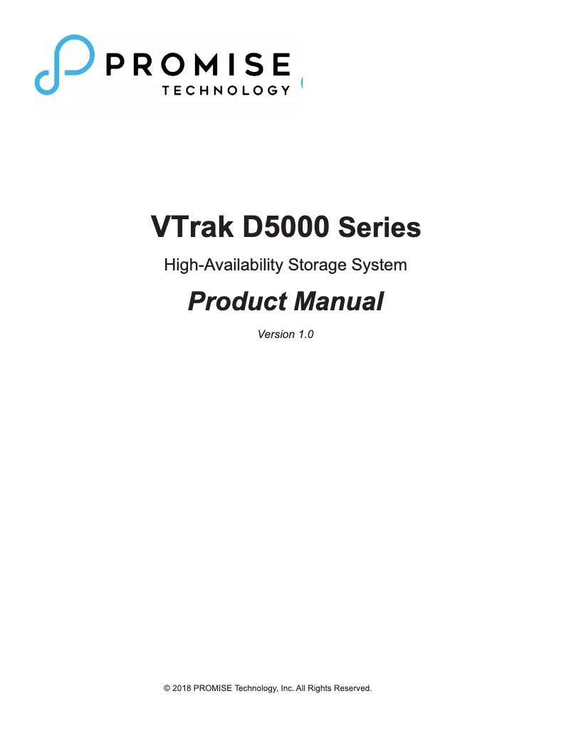 Page 1 de la notice Manuel utilisateur Promise Technology VTrak D5800