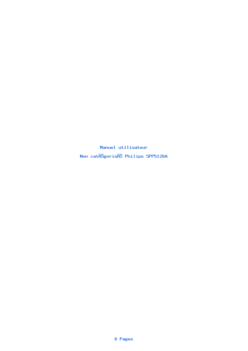 Page 1 de la notice Manuel utilisateur Philips SPP5126A