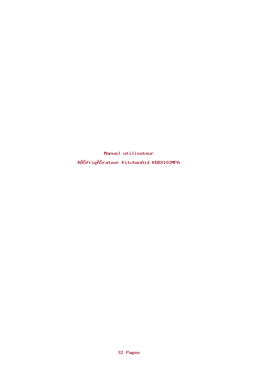 Page 1 de la notice Manuel utilisateur KitchenAid KBBX102MPA