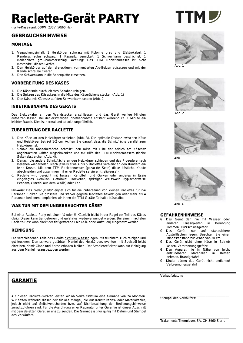 Page 1 de la notice Manuel utilisateur TTM Party 100.001